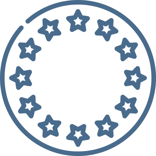 Bandera de la Unión Europea con círculo de 12 estrellas doradas